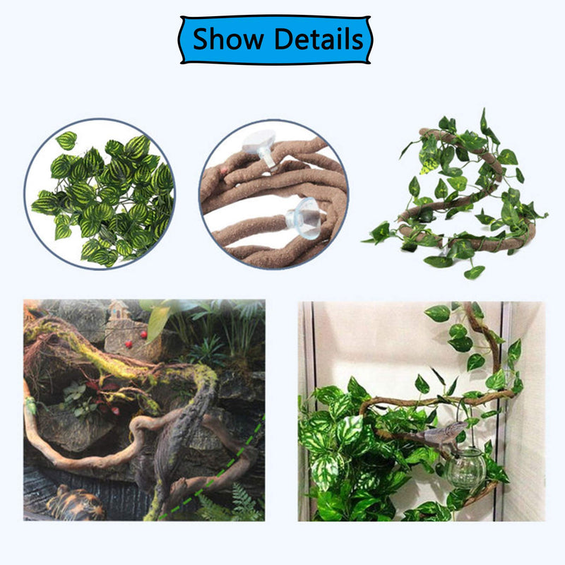 Reptile Bend-A-Branch Vines Flexible Leaves Pet Habitat Decor Climber Jungle Long Vines for Climbing Crested Gecko Lizard Frogs Snakes Chameleon 5 Pcs - PawsPlanet Australia