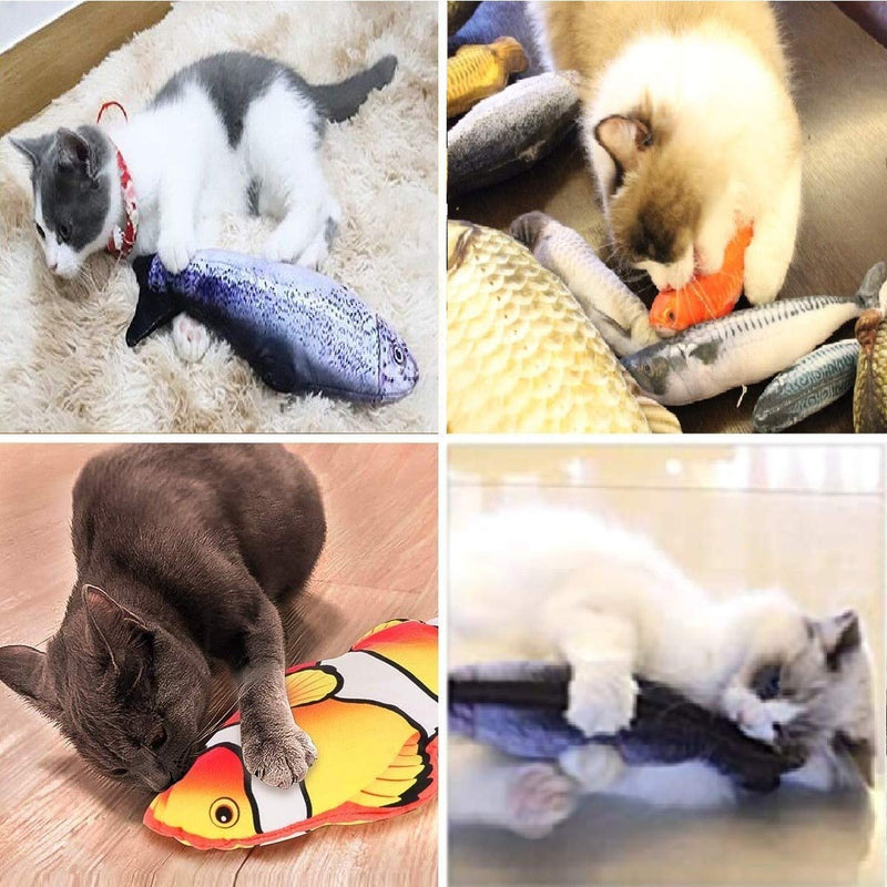 [Australia] - Vigorstar 【Upgraded】 2 Pack Flopping Cat Fish Toy Moving, Interactive Cat Toys, USB Rechargeable Catnip Toys, Realistic Electronic Wiggling Fish, Plush Gift for Kittens Kitty, Automatic Stop/Activate Salmon and Clownfish 
