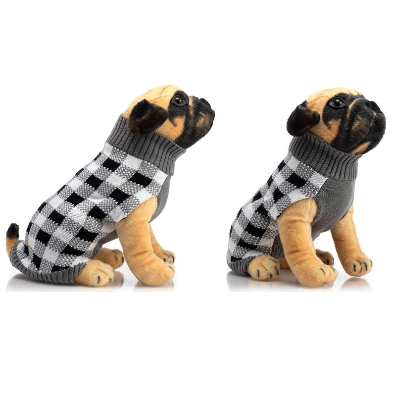 [Australia] - Hollypet Puppy Dog Cat Knitwear Sweater for Dogs and Cats Soft Fleece Coat Vest Warm Dogs Shirt Winter Cold Weather Pet Clothes Check S 