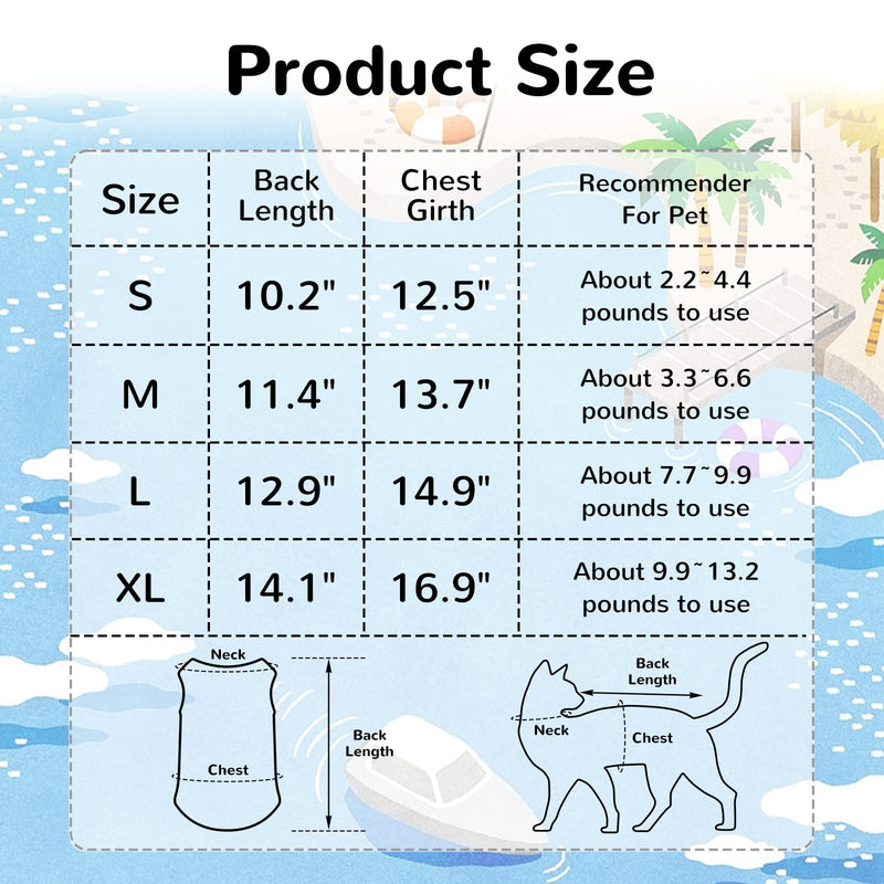 ShuRung 4 Pack Dog Shirts Dog Tank Tops Cute Pattern Cat Dog Summer Vest Shirt Dog Stripe Sleeveless T-Shirt Pet Soft Breathable Clothes for Cats Small Medium Dogs S - PawsPlanet Australia