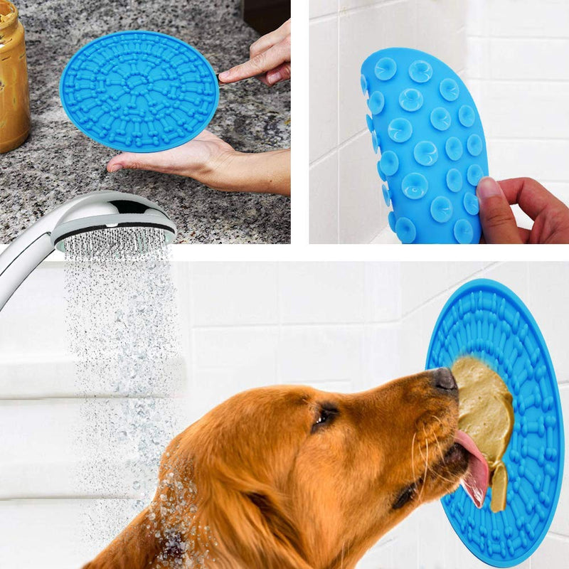 [Australia] - Dog Feeding Lick Mat - Spread Peanut Butter for Bath Distraction Easy Grooming in Shower Tub Sink - Pet Washing Device  Silicone Accessory Toy with 37 Suction Cups 