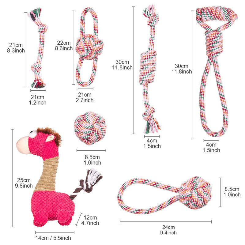 Dog Rope Toys & Plush Squeaky Dog Puppy Toy Set, Durable Dog Teething Toys Natural Cotton Ropes Chew Toy for Aggressive Chewers Non-Toxic Safe Interactive Toy for Small Medium Large Dogs Pink Horse - PawsPlanet Australia