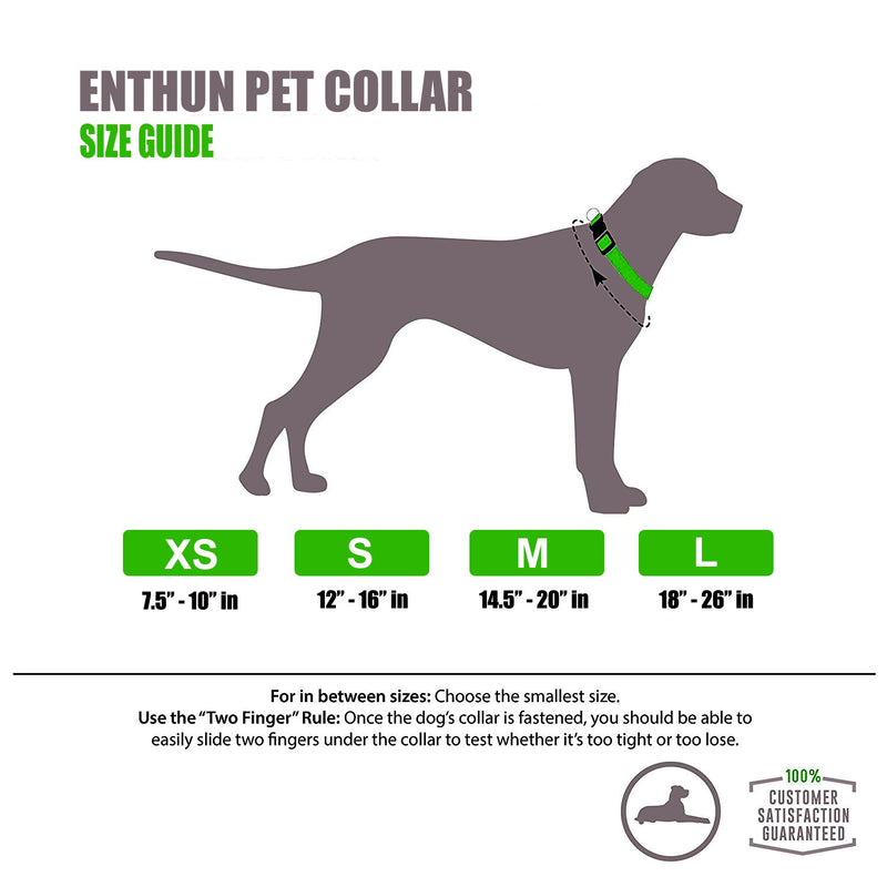 [Australia] - enthun Adjustable Dog Collar, Classic Solid Color, 3M Reflective Strip and Safety Lock Buckle S Lime 