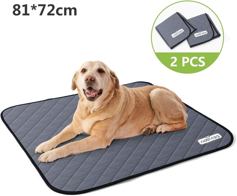 Nobleza 2 x washable puppy pads, training pads for dogs, reusable, quick-absorbing mats with waterproof, non-slip base, size L (81 x 72 cm) - PawsPlanet Australia