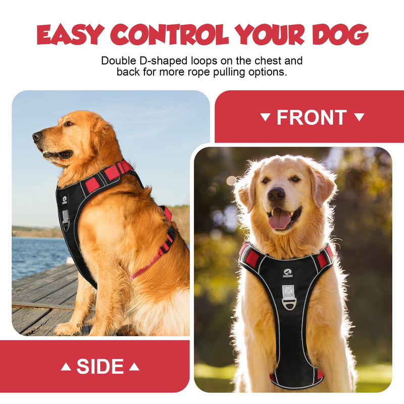 Dog Harness,No Pull Pet Harness with 2 Leash Clips & Handle,Easy to Put on & Take Off(Black,S) S:Chest girth 14-18.9" Black - PawsPlanet Australia