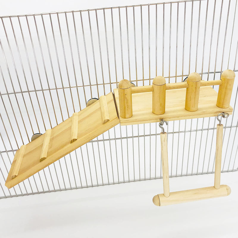 Parrot Climbing Ladder, Bird Wooden Playground with Climbing Ladder Stand, Parrot Play Stand, Bird Swing for Green Cheeks, Small Lovebirds, Goldens, Hamsters, Bird Cage Chew Toy Set - PawsPlanet Australia