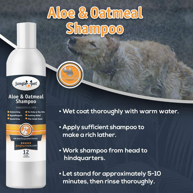 Jungle Pet Aloe Oatmeal Shampoo for Dogs - Sensitive Skin Dog Shampoo Oatmeal - Natural Dog Shampoo Sensitive Skin - Hypoallergenic Pina Colada Dog Oatmeal Shampoo 12 oz - PawsPlanet Australia
