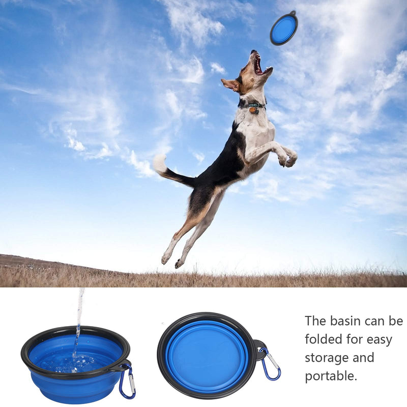 LOPOTIN Pet Treat Pouch Bag Dog Walking Bags Pet Training Pouch with Collapsible Silicone Dog Water Bowl Foldable Dog Drinker Adjustable Shoulder Strap Belt Portable Dog Treat Storage Holder (Blue) - PawsPlanet Australia