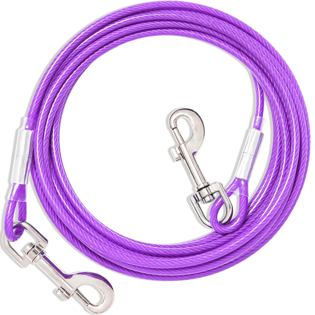 Tie Out Leashes for Dogs, 3/6/9/15m, Tie Out Cables for Dogs Yard Leash, Yard Leash for Medium to Large Dogs (Purple, 15m) 15m Purple - PawsPlanet Australia
