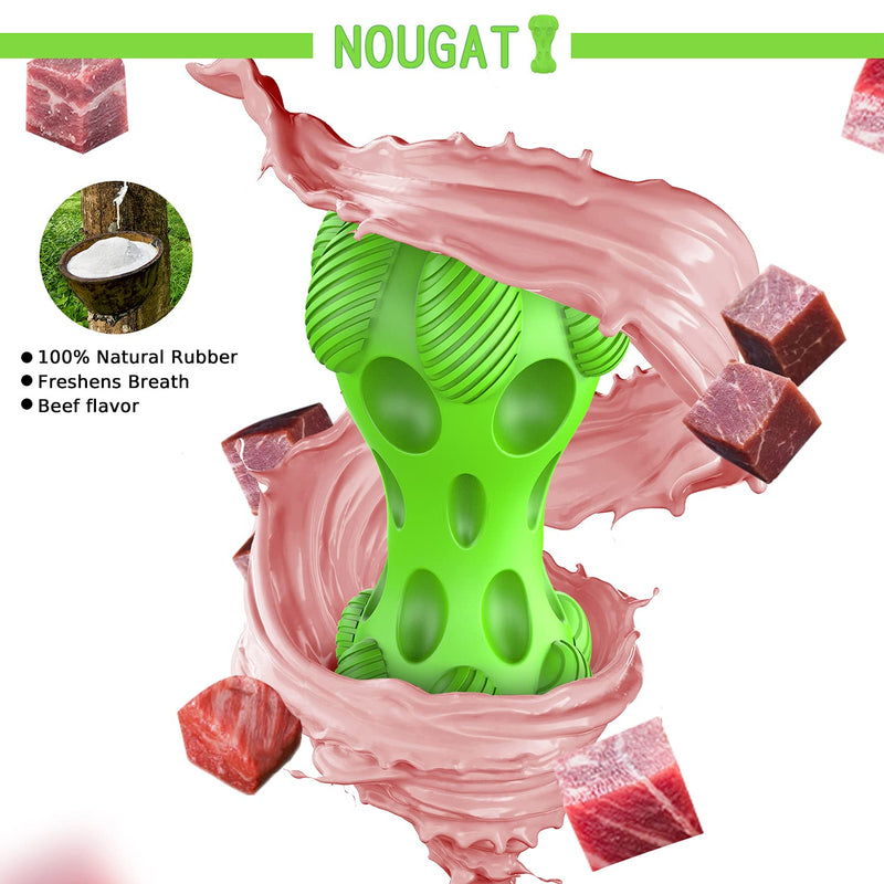 NOUGAT Tough Dog Toys, Squeaky Dog Toys for Medium Large Dogs, Natural Rubber, Beef Flavor Green - PawsPlanet Australia