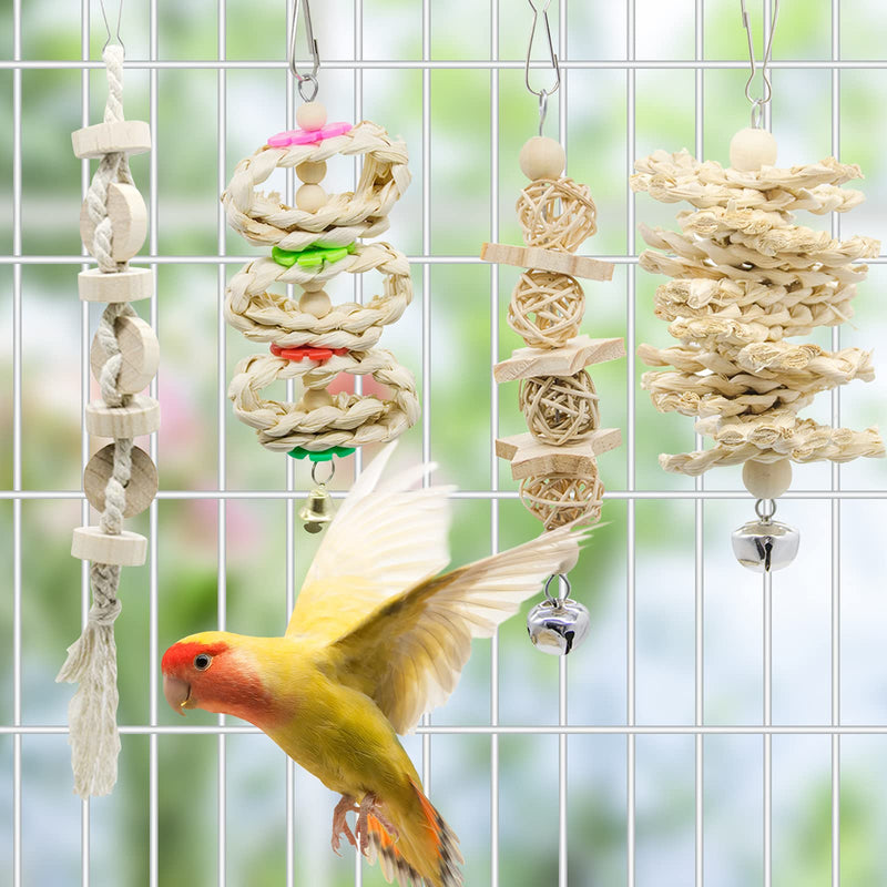 Deloky 7 Packs Bird Parrot Swing Chewing Toys-Hanging Bell Bird Cage Toys Suitable for Small Parakeets, Cockatiels, Conures, Finches,Budgie,Macaws, Parrots, Love Birds - PawsPlanet Australia