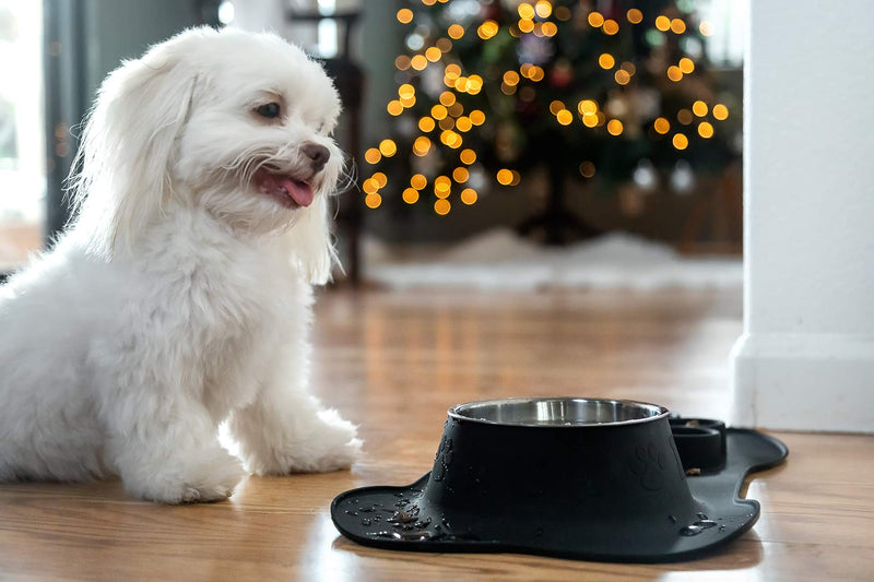 [Australia] - Barkli Baby Spill Proof Dog Bowl Mats for Food and Water - Slow Feed Dog Bowl Mat, No Spill Dog Bowl, Cute Dog Bowls, Dog Feeding Station, Cat Slow Feeder Dog Bowls Black 