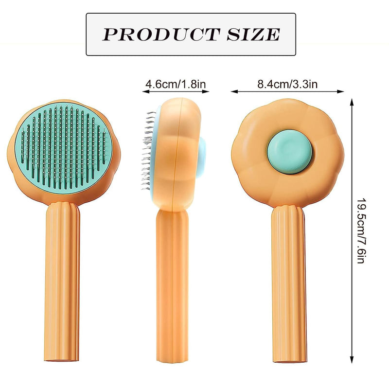 Exsbtay Self-Cleaning Brush for Depilation, Clean Pet Hair with One Click, Cleaning Brush for Pet Hair, Pet Dog Brush Cat Brush, Suitable for Short, Long, Curly Hair (Orange) - PawsPlanet Australia