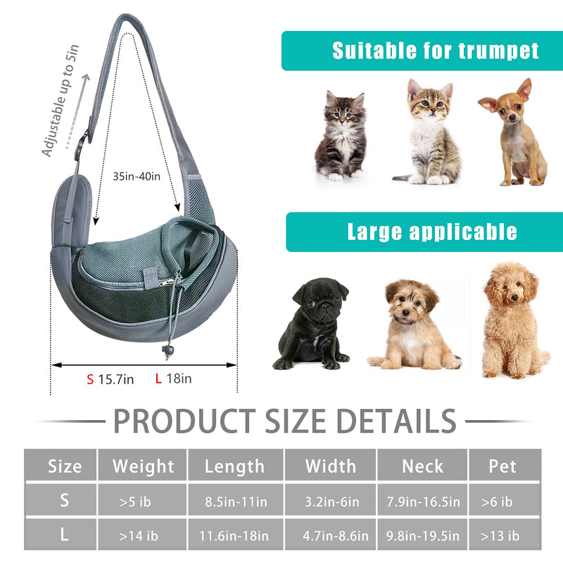 YZCXNDS Pet Dog Sling, with Breathable net, Adjustable Shoulder Strap, Mobile Phone Key Portable net Pocket, Dog Sling Carrier Suitable for Outdoor Travel Small - PawsPlanet Australia