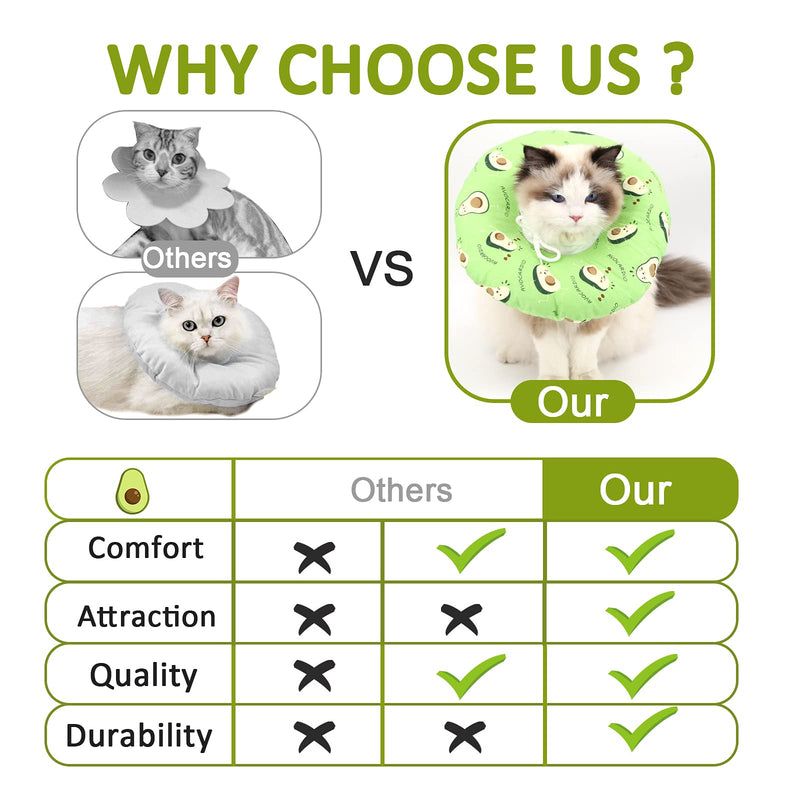 Cat Cone Cute Cartoon Cat Recovery Collar for Cat Wound Healing Protective Pet Cone After Surgery Elizabethan Collars for Kitten and Small Dogs S (Head: 5.1-8.7 in) Avocado - PawsPlanet Australia