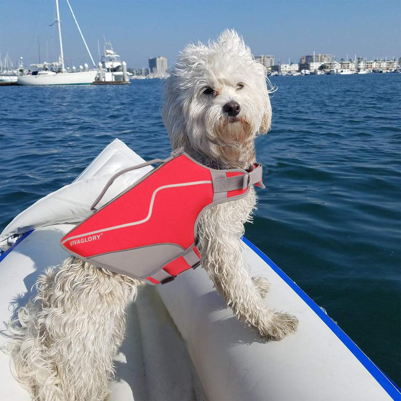 Vivaglory New Neoprene Sports Style Dog Life Jackets, Snug & Safer Dog Life Vest with Superior Buoyancy & Rescue Handle X-Small Red - PawsPlanet Australia