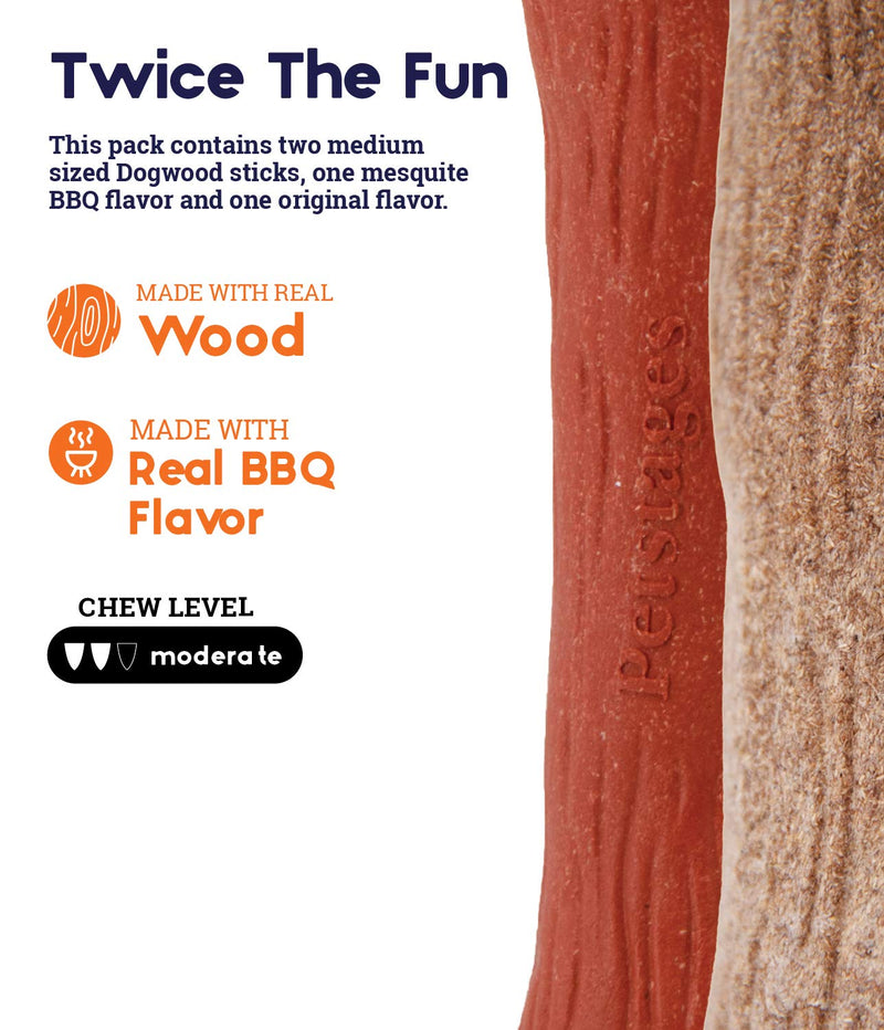 [Australia] - Petstages Dogwood Original & Mesquite Stick Dog Chew Toy - 2 Pack – Safe, Natural & Healthy Chewable Sticks - Tough Real Wood Chewing Stick for Dogs 