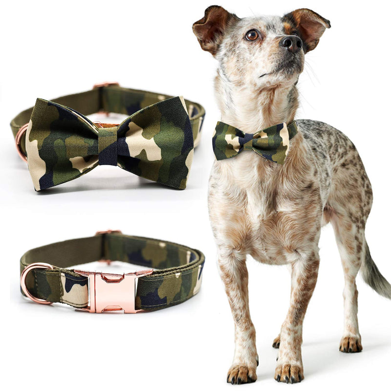 Camouflage Dog Collars Bowtie Soft Metal Buckle Heavy-Duty Bow Tie Attach to Collar for Small/Medium/Large Size Dogs and Cats,Camo (S) S - PawsPlanet Australia