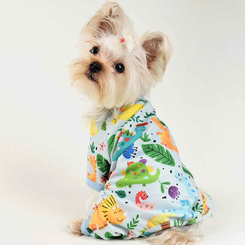 Dinosaur Dog Pajamas Soft Pet Puppy Jammies Pjs Cute Doggie Onesie for Small Dogs Pets Clothes,Size XS, for Summer Spring X-Small Dinosaur - PawsPlanet Australia