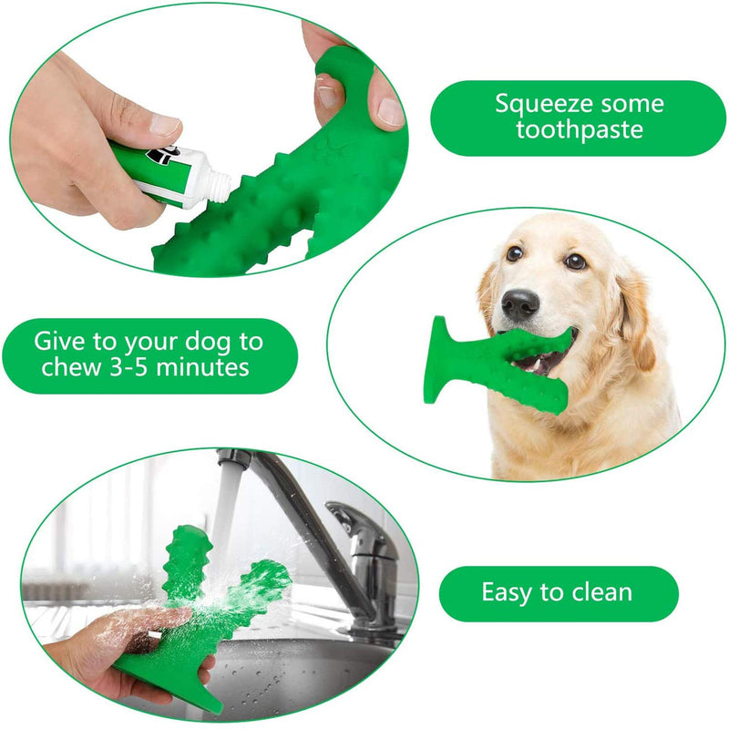 Dokkita Dog Toothbrush Chew Toys, Dog Teeth Cleaning Stick for Aggressive Chewers, DentalOral Care Brushing Toy Natural Rubber Bite Resistant Cleaning Toys Brushing Stick for Medium Large Dogs - PawsPlanet Australia