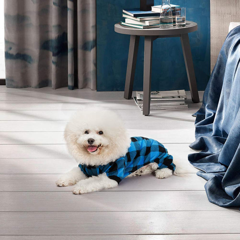 KOOLTAIL Dog Pajamas Plaid Pet Sweater for Winter Doggie Clothes - Soft Warm and Fashion Suitable for Small Medium Large Dogs Puppy Blue - PawsPlanet Australia