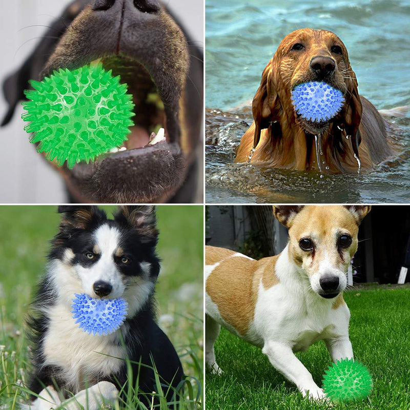 metagio 4 Pack Squeaker Ball Dog Toy, Dogs Chew Spiky Ball, Floatable Dog Pool toy,Toss Fetch Toys for Puppy, Ideal for Medium and Small Dogs Teeth Cleaning Supplies - PawsPlanet Australia