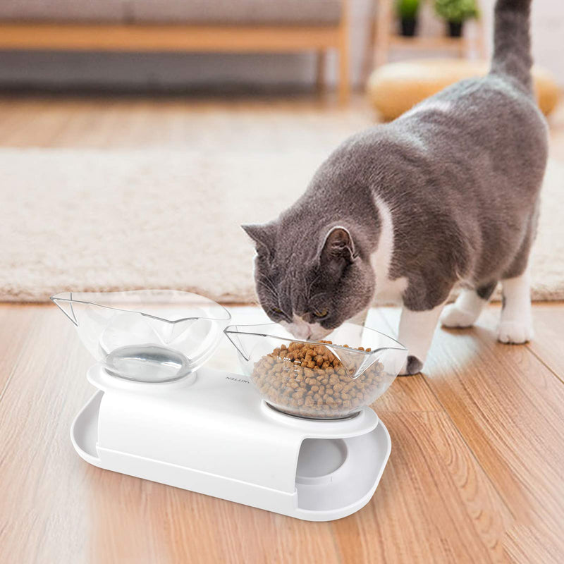 Cat bowls with stand cat food bowl with 15 ° incline angle personalised pet bowls feeding and watering supplies for cats - PawsPlanet Australia