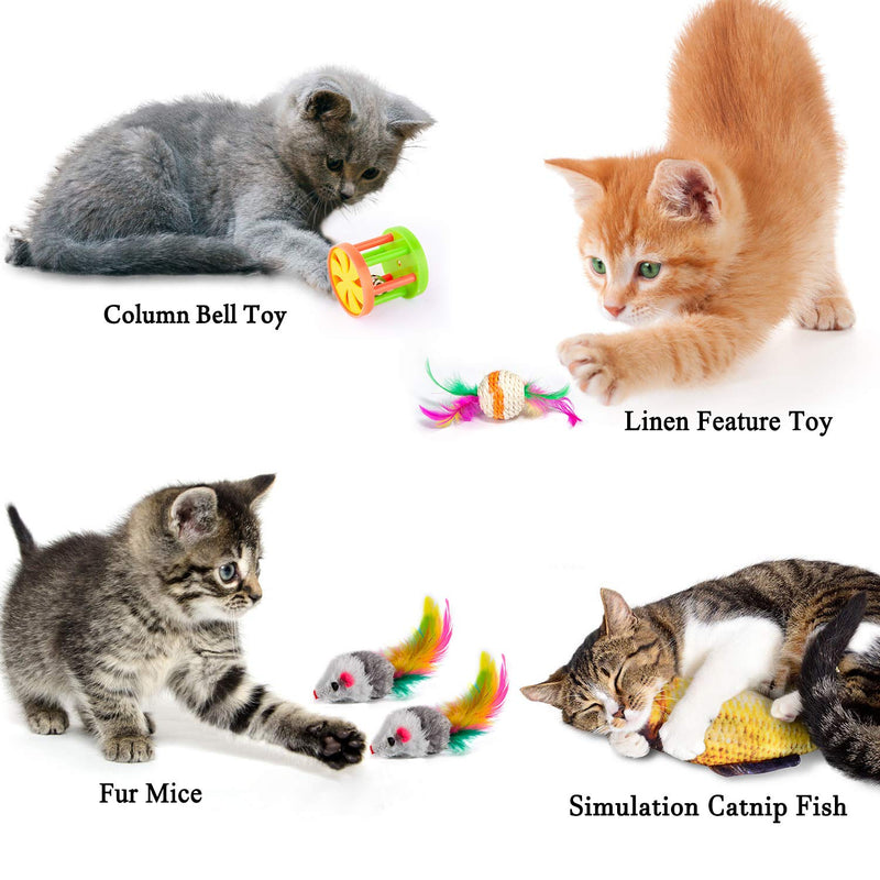 MIBOTE 28Pcs Cat Toys Kitten Toys Assorted, Cat Tunnel Catnip Fish Feather Teaser Wand Fish Fluffy Mouse Mice Balls and Bells Toys for Cat Puppy Kitty - PawsPlanet Australia