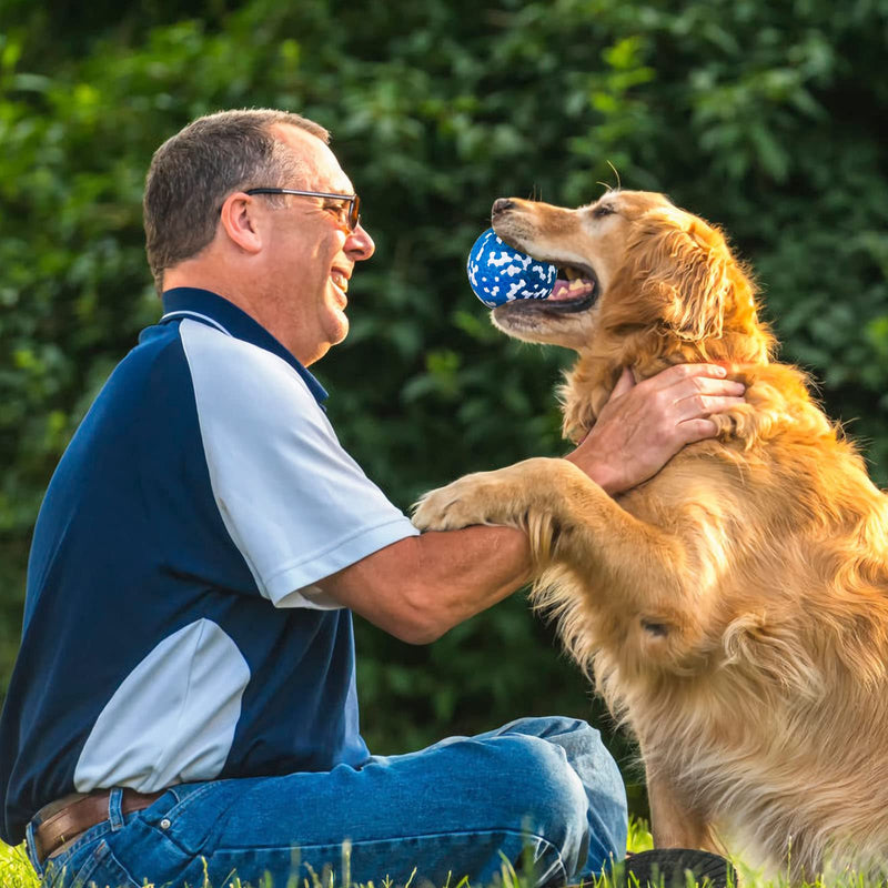 FONPOO Super stretchy dog ball, dog toy, indestructible with the latest materials, interactive water toy for small and medium-sized dogs (yellow + blue) yellow + blue - PawsPlanet Australia