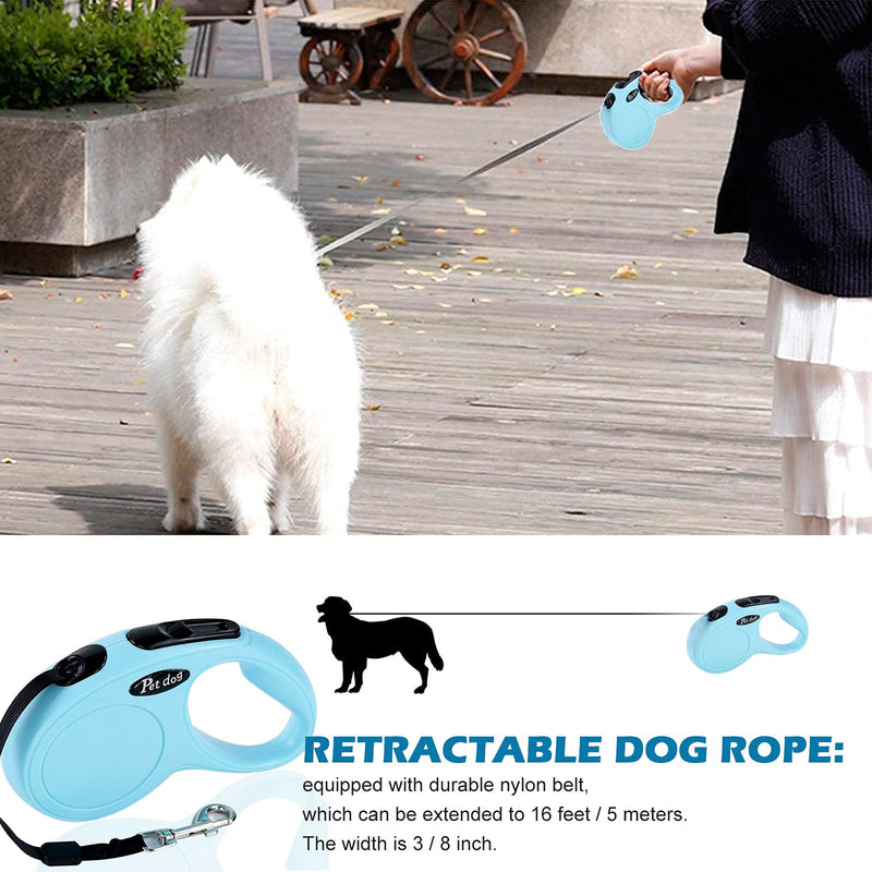 Retractable Dog Leash 16 ft Strong Nylon Tape Heavy Duty 360° Tangle Free One-Handed One Button Lock & Release Suitable for Small Medium Dog Cat - PawsPlanet Australia