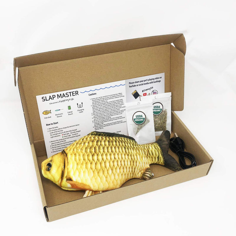 [Australia] - Moonshuttle Electronic Flopping Fish Cat Interactive Toy Slap Master Yellow Fish 
