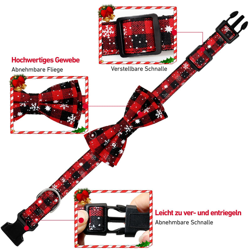 Dog collar Christmas, dog collar small dogs, cat collars, dog Christmas with bow (S) S - PawsPlanet Australia