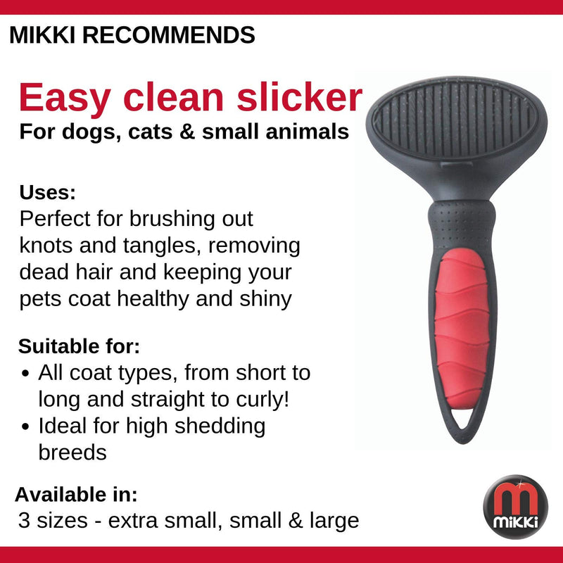 Mikki Dog, Cat, Puppy Grooming Slicker Brush -Easy Self Clean -for Knots, Tangles -Sml-Med Pet-Small - PawsPlanet Australia