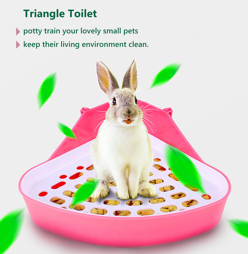 JSLZF Bunny Litter Box Pet Toilet Triangle Potty Trainer Corner Guinea Pig Litter Bedding Box Dustpan Broom for Chinchilla Ferret Drawf Hamster(Blue) Blue - PawsPlanet Australia