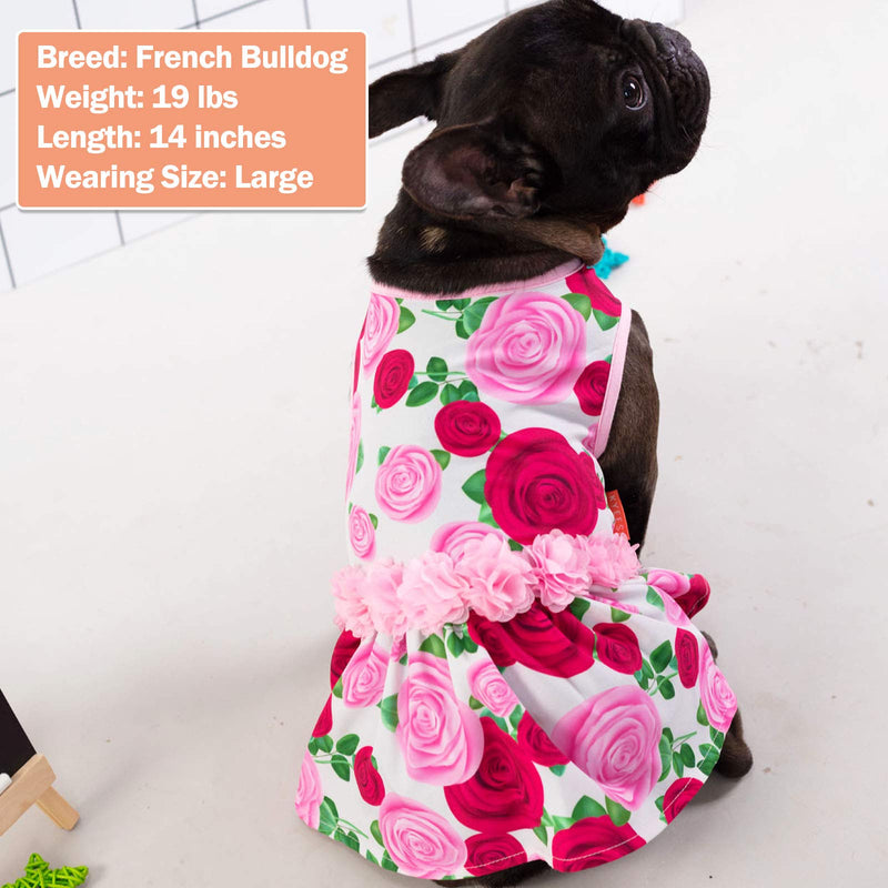 KYEESE Floral Dogs Dresses Rose with Flowers Decor Eelgant Princess Doggie Dress for Small Dogs Spring Summer Cat Dress Dog Clothes XS (2.5-3.5lbs) - PawsPlanet Australia