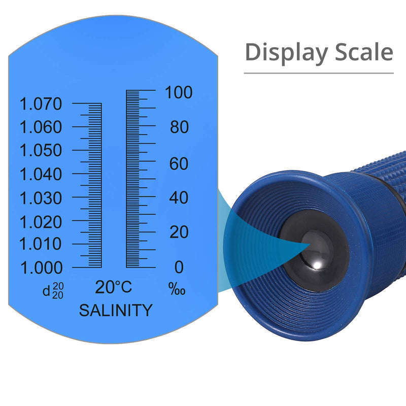 AUTOUTLET Salinity Refractometer for Aquarium Salinity Tester with ATC and Dual Scale 0-100‰ & 1.000-1.070 Specific Gravity Saltwater Tester for Seawater Pool Fish Tank - PawsPlanet Australia