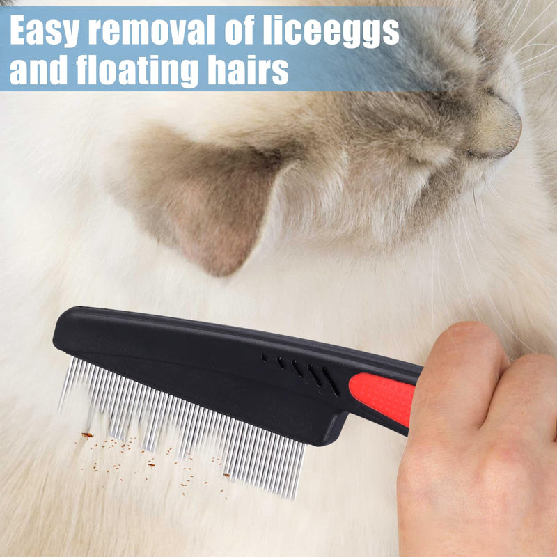 Monsully Pack of 2 Flea Combs for Dogs and Cats, Pet Dust Comb, Professional Dog Cat Lice Comb, Dust Comb, Flea Comb, Coarse and Fine Teeth, Stainless Steel Lice Comb - PawsPlanet Australia