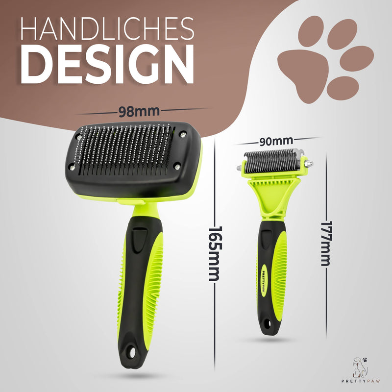 PRETTYPAW ® professional cat brush set I cat care set - 100% hygiene & comfort thanks to rounded massage bristles I brush for optimal short hair and long hair I undercoat brush - PawsPlanet Australia