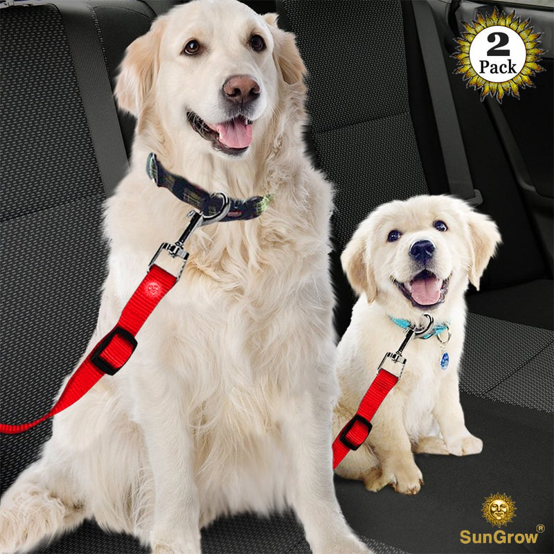 [Australia] - 2 Dog and Cat Car Seat Belts, Prevent Stress from Traveling in Crate/Kennel, Allow Breathing Fresh air, No Risk of Pets Jumping Out of The car Accidentally, Adjustable & Supports All Cars 