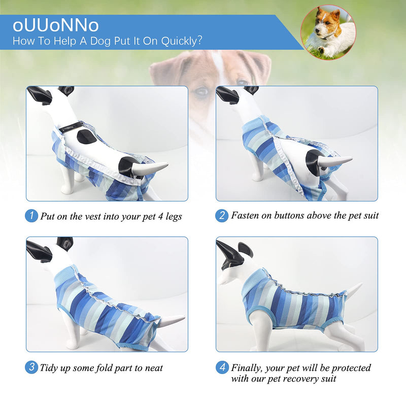 oUUoNNo Recovery Suit for Puppy Dog Surgical Recovery Suit for Abdominal Wounds or Skin Diseases Male Female Anti Licking Dog Onesies Pet Surgery Suit,Substitute E-Collar & Cone (S, Blue) S - PawsPlanet Australia