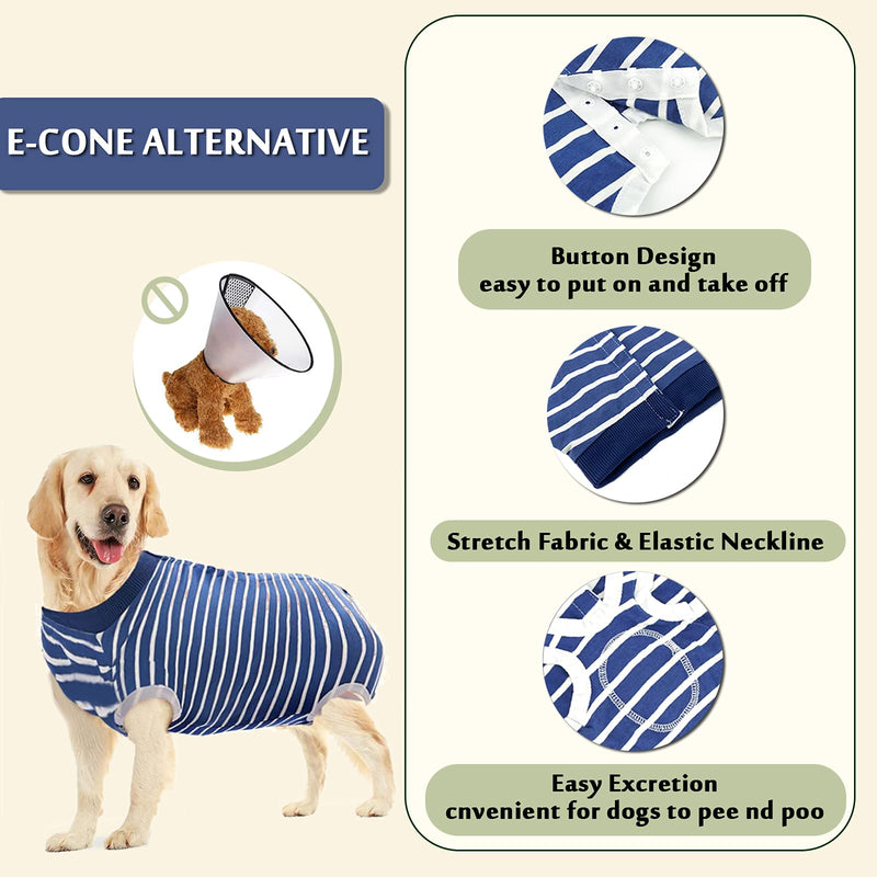 Dog Recovery Suit (XXXL, blue stripes) XXXL - PawsPlanet Australia