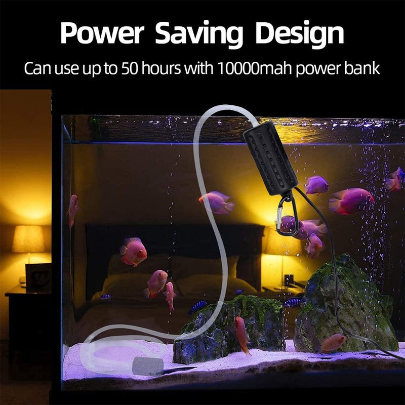 ALON Aquarium USB Air Pump Ultra Quiet Nano Air Pump for Fish Tank with Hanging Buckle and Check Valve BLACK - PawsPlanet Australia