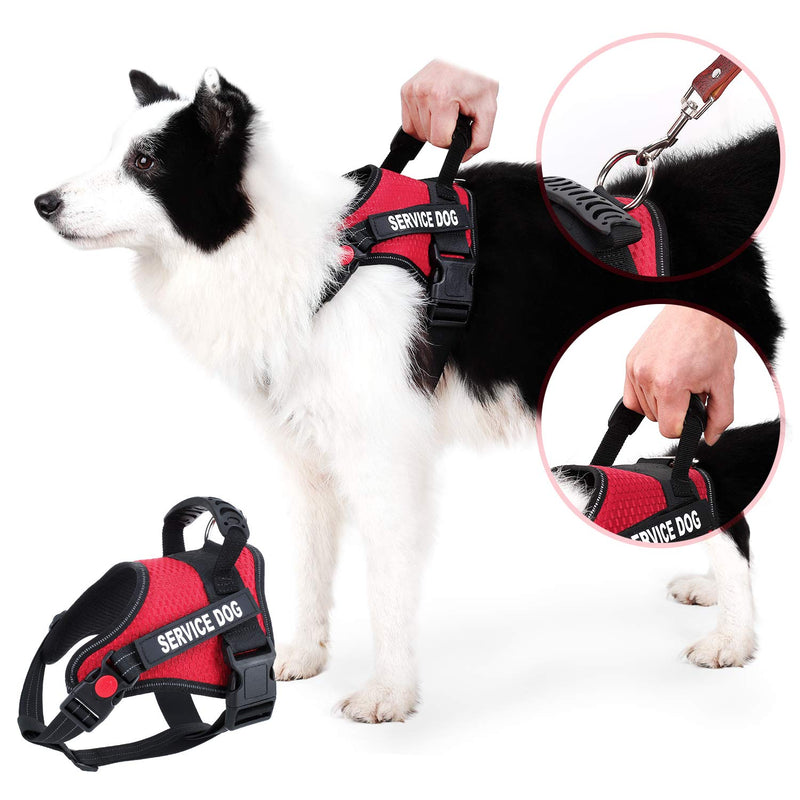 Dihapet Dog Harness, No Pull Dog Harness for Puppy Small Medium Large Dog, Service Dog Vest In Training Adjustable Reflective L Chest 26-38in Red - PawsPlanet Australia