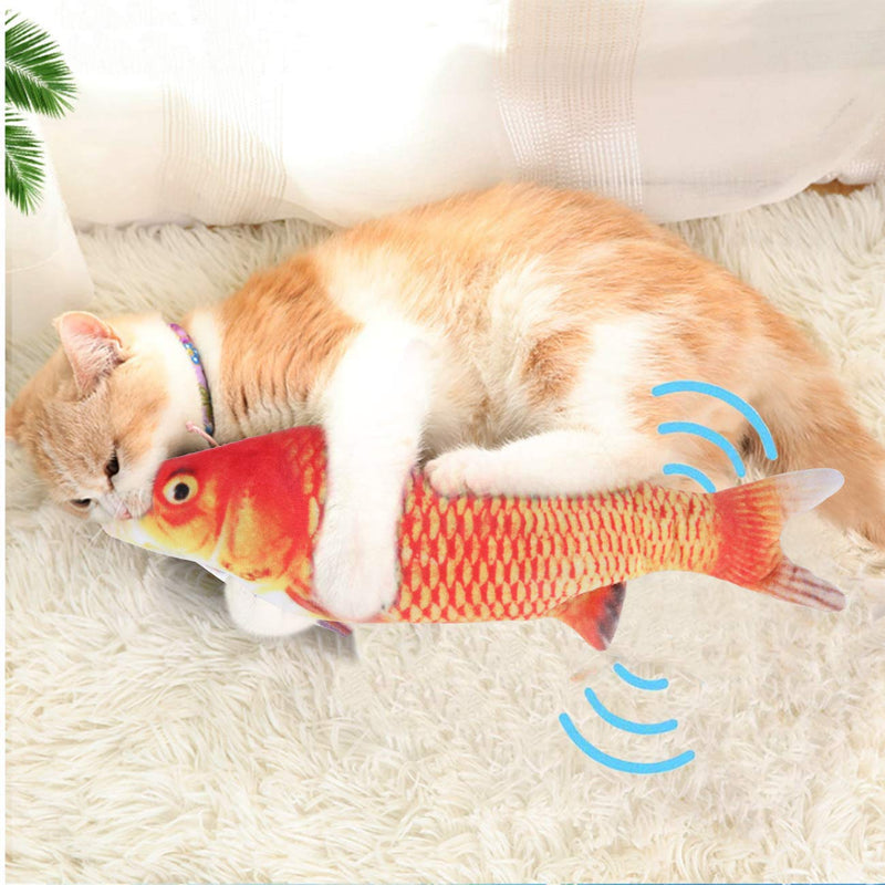 [Australia] - HZONE Electric Flopping Fish Cat Toy, Realistic Plush Interactive Electric Moving Fish Cat Kicker Toys, Wiggle Fish Catnip Toys Motion Kitten Toy, Cat Chew Bite Kick Toy for Cat Kitten Kitty Exercise 