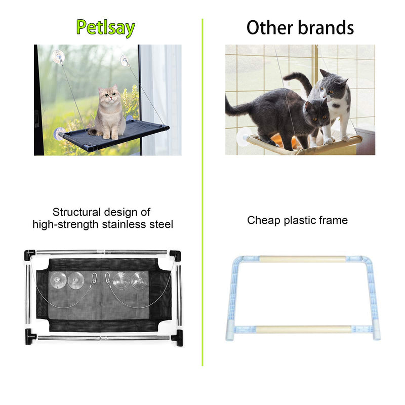 PetIsay Premium Metal Cat Window Hammock Perch Cat Bed Kitty Sunny Seat Durable Pet Perch with Upgraded Version 4 Big Suction Cups Cat Bed Holds Up to 60lbs and Removable Cover is Machine Washable. - PawsPlanet Australia