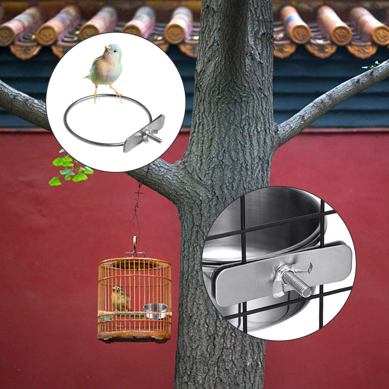 Milkary 3 Pieces Bird Feeding Dish Cups, Pet Food Water Bird Cup, Stainless Steel Parrot Feeding Cups, Animal Cage Bowl Bird Cage Cups Feeder with Clamp Holder - PawsPlanet Australia