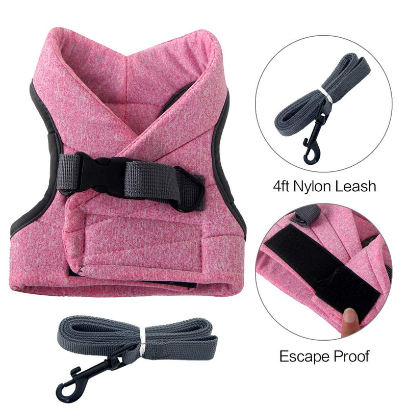 Cat Harness And Leash Set Ultra Light For Walking Escape Proof Set Adjustable Soft Mesh Step in Padded Cushioning Running Vest Jacket For Kitten Pets Puppy M Pink - PawsPlanet Australia