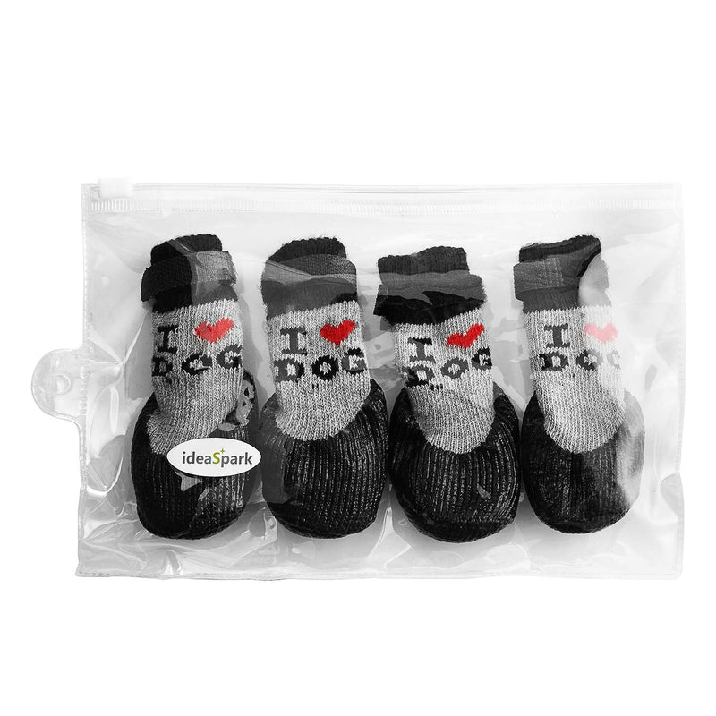 Dog Cat Boots Shoes Socks with Adjustable Waterproof Breathable and Anti-Slip Sole All Weather Protect Paws(Only for Tiny Dog) Small (Pack of 4) Black - PawsPlanet Australia