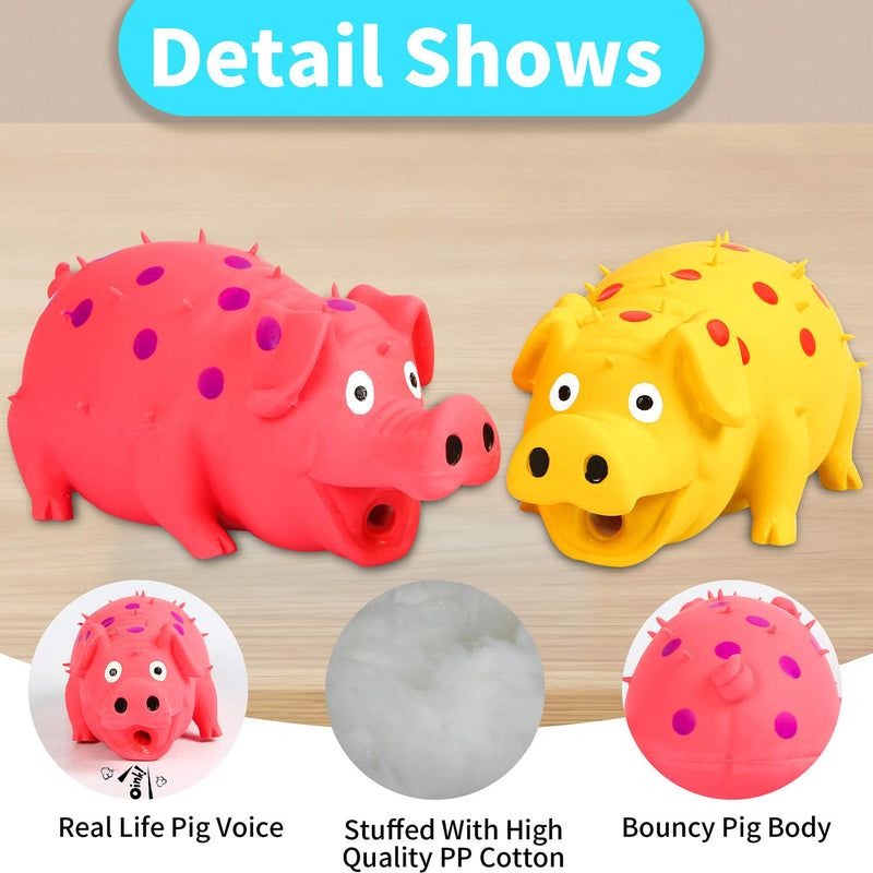 Squeaky Pig Dog Toys, 2 Pack Grunting Pig Dog Toy That Oinks Grunts for Small Medium Large Dogs, Durable Rubber Pig Squeaker Dog Puppy Chew Toys, Latex Interactive Squeak Funny Cute Dog Toy Set - PawsPlanet Australia