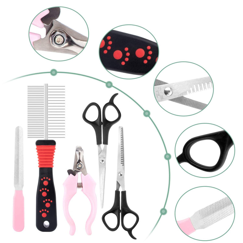 QiCheng＆LYS Dog Grooming Scissors Professional Professional Pet Hair Clipper,Dog Trimmer Pet Grooming Tool, Pet Grooming Set (5PCS Package 3) - PawsPlanet Australia